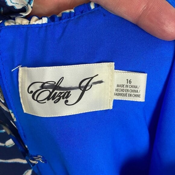 New Eliza J Floral Bow Tie Back Midi Sundress Blue Size 16 Nordstrom Pocket boho - Picture 8 of 12